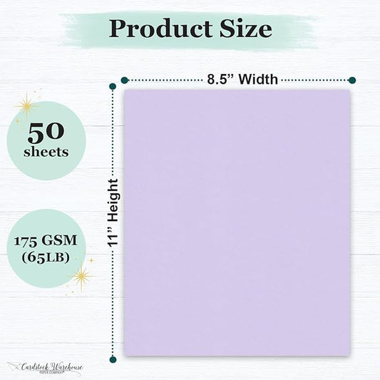 Cardstock Warehouse Pop-Tone Grapesicle Light Purple/Lavender Cardstock Paper – 50 Sheets, 8.5 x 11" - 65 lb / 175 GSM Premium Purple Card Stock for Die-cutting, Printing, Card Making & DIY Projects