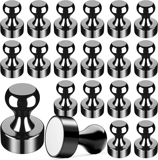 20Pcs Black Refrigerator Magnets, Fridge Magnets Adults, Strong Magnets for Whiteboard, Magnet Fridge, Small Magnet for Kitchen, Office, Classroom and Map Magnets Decor