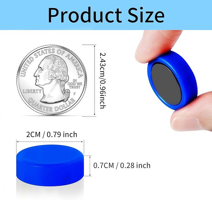 Fridge Magnets, 30 Pack Strong Small Heavy Duty Magnets, Decorative Mini Cute Round Refrigerator Magnets for Whiteboard, Crafts, Fridge, Locker, Classroom, Office,Kitchen (Blue)