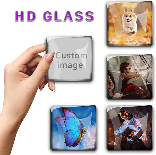 6PCS 50MM Square Picture Magnets Photo Custom Fridge Magnet Personalized Refrigerator Magnets for Whiteboard Decorative Funny Magnets for Kitchen Office