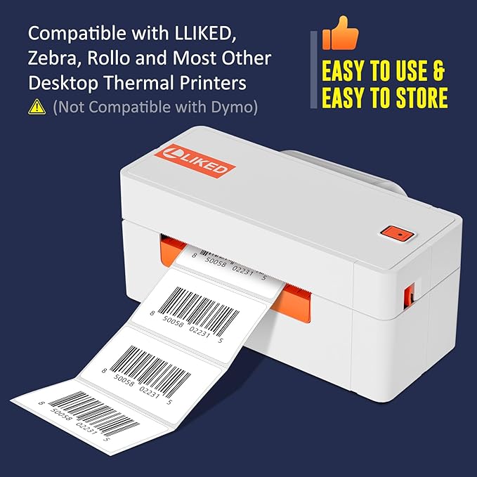 L LIKED 2.25" x 1.25" Direct Thermal Labels, Permanent Adhesive Barcode Address Labels & Compatible with Rollo, Zebra and Other Desktop Printers (1 Roll, 1000 Labels)
