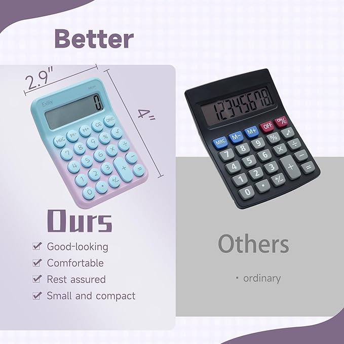Pocket 8 Digit Kids Desktop Calculator, LCD Display, Mini Rainbow Series, Cute & Aesthetic Design (Set of 4 Pcs)