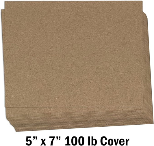 Hamilco Brown Kraft Cardstock Paper Cards 5x7" Thick Blank Card Stock Heavy Weight 100 lb Cover - 100 Pack