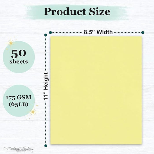 Cardstock Warehouse Pop-Tone Banana Split Yellow Cardstock Paper – 50 Sheets, 8.5 x 11" - 65 lb / 175 GSM Premium Yellow Card Stock for Die-cutting, Crafts, Printing, Card Making and DIY Projects