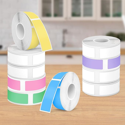 D30 Label Tape 1800 PCS D30 Labels Compatible with Phomemo Portable Thermal Printer, 12x40 mm, 10 Rolls, Colorful