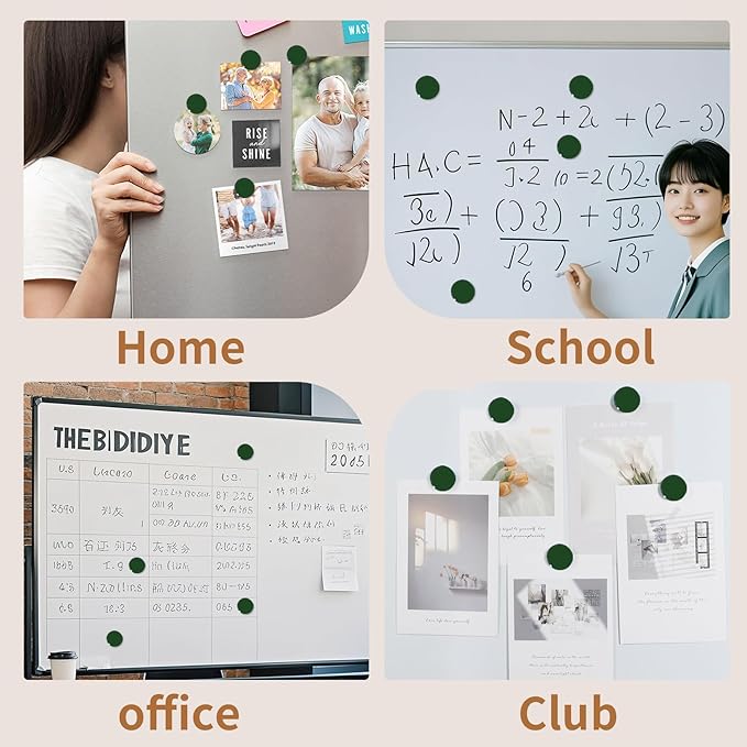 Fridge Magnets, 10Pcs Strong Small Magnets, Decorative Heavy Duty Refrigerator Magnets, Round Mini Cute Magnet for Whiteboard, Fridge, Locker, Classroom, Kitchen, Office, Dark Green
