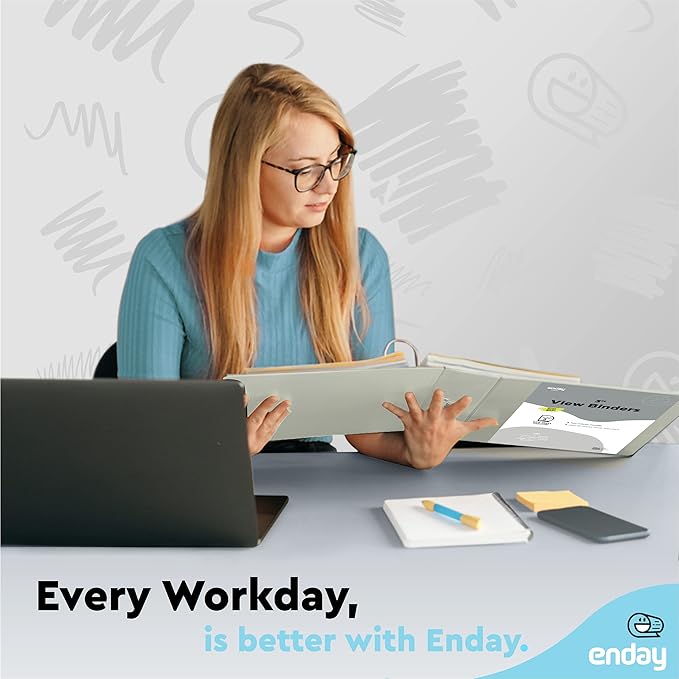 3 Slant D-Ring Binder 3 Inch Grey, 3 in Clear View Cover with 2 Inside Pockets Binder, Heavy Duty Colored School Supplies Binders,Also Available in Green, Red, Purple, Blue, Pink (24 PC) – by Enday