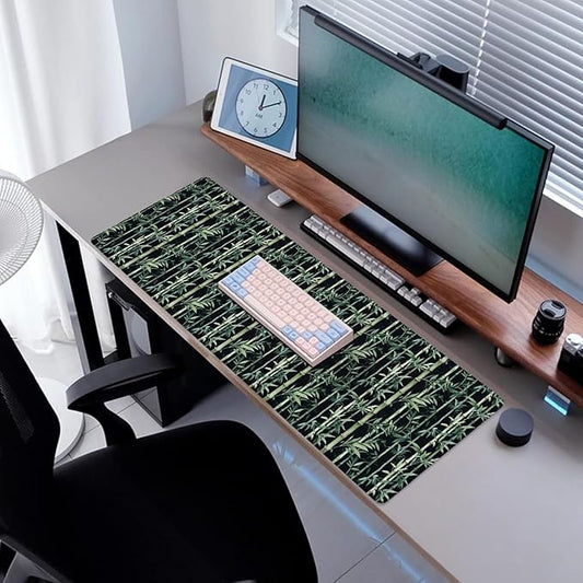 Bamboo Gaming Mouse Pad, Desk Mat, Non-Slip Rubber Base Cool Aesthetic MousePads for Computer Laptop Keyboard Office School Home Desktop Decor 31.5" x 11.8"