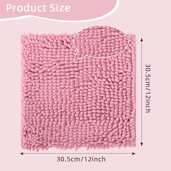 Locker Rug School Girl Rugs Carpet Chenille 100% Microfiber Locker Carpet with Non Skid Backing Locker Decorations (Pink, 12X12)