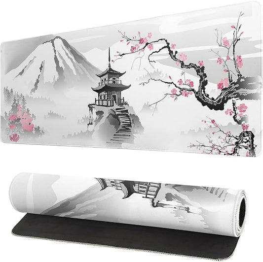 Desk Mat, Anime Desk Pad Mat, Desk Matt for Desktop, XL Large Mouse Pad for Desk, Anti-Slip Big Mousepad with Stitched Edges, Keyboard Pad Mouse Mat for Gaming and Office (Cherry Blossom 6)