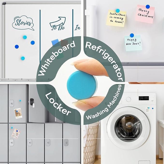 Fridge Magnets Refrigerator Magnets, 30 PCS Magnet Strong Magnets Small Magnets for Whiteboard, Heavy Duty Magnets Cute Mini Magnets for Fridge, Round Magnets for Locker Classroom Office (Blue)