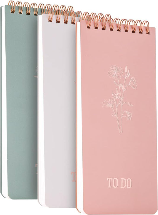 To Do List Notepad Set - 3-Pack, To Do List Notebook, Shopping List Notepads,Dated Pages & Checklist Layout, Portable Spiral Bound for To-Do Lists & Goals