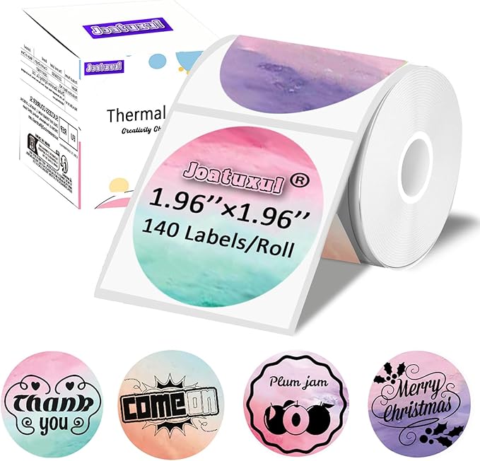 2 inch Round Thermal Labels for T50M/M110/M106/M120/M220/M260 Label Maker, Thermal Printer Labels for Barcode, Shipping, Customized, Circle Direct Thermal Stickers 140 PCS/1 Roll, Nebula