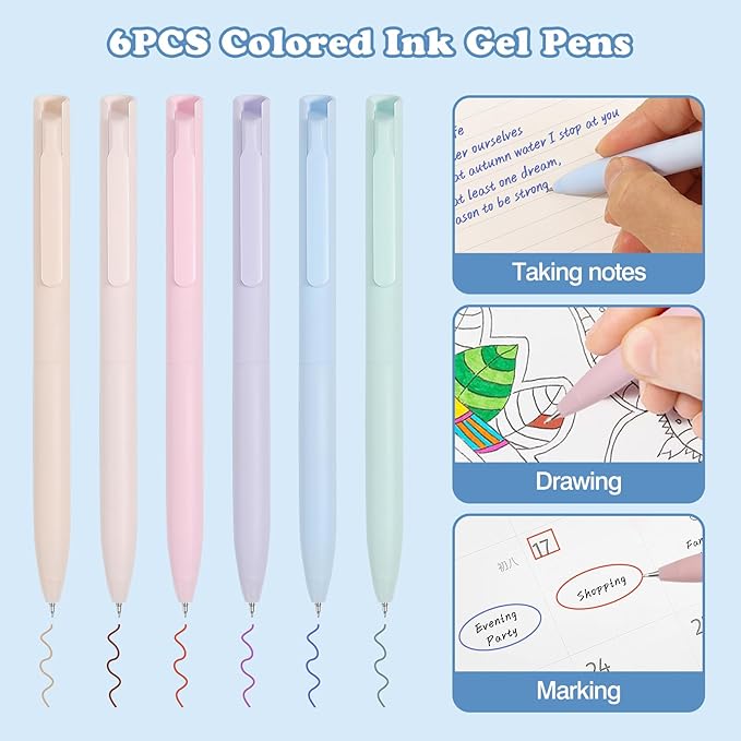 MoKo 56 PCS Aesthetic School Supplies with Pencil Pouch, Cute Stationery Set for Students Office, 12 Gel Pens, 12 Pastel Highlighters, 6 Mechanical Pencils 0.5 & 0.7mm, Sticky Note Index Tab (Green)