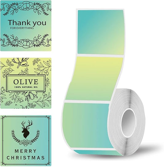 2 inch Square Thermal Labels for T50M/M106/M110/M220/M260 Label Maker, Thermal Printer Labels for Barcode, Shipping, Customized, Direct Thermal Stickers 140 PCS/1 Roll, Gradient Green