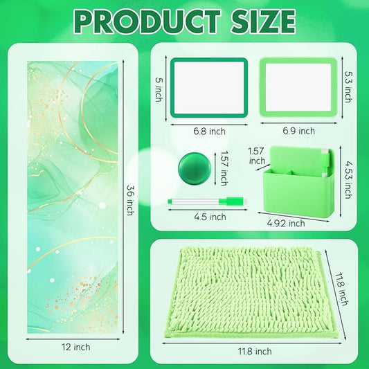 Timgle 8 Pcs Magnetic Locker Set Including Magnetic Wallpaper Mirror Locker Organizer Carpet Whiteboard Dry Erase Marker Accessories for Office School Supplies(Green,Marble Pattern)