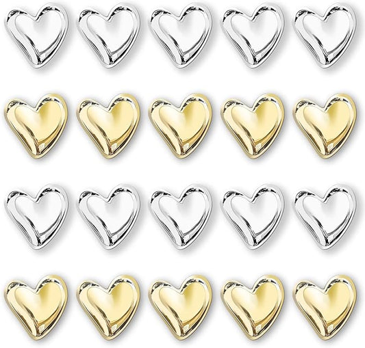22Pcs Fridge Magnets,Cute Love Heart Decorative Magnets, Refrigerator Magnets for Whiteboard Cabinet Locker,Strong Holding Power,Gold and Silver