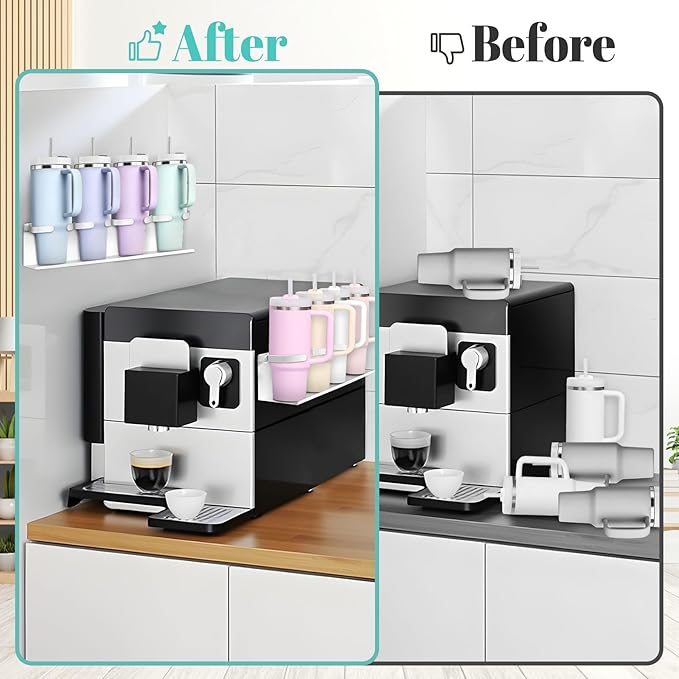 2Pcs Magnetic Water Bottle Organizer for Stanley 30 40 oz Tumbler and Lid Magnetic Cup Holder Heavy Duty Tumbler Storage Organizer Drink Accessories Kitchen Cup Storage Rack for Fridge Cabinets Gifts