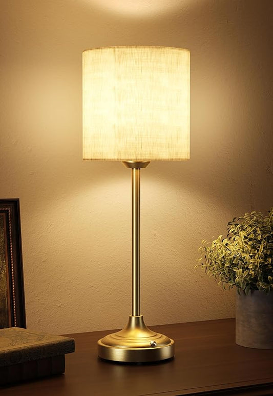 Cordless Table Lamp, 8000mAh, Dimmable, 2700K, Touch Control, Portable, LED, Wireless, Rechargeable, Battery Operated, Desk Lamp, Kitchen Lamp, Fabric Shade, for Dining Room, Bedroom, Living Room