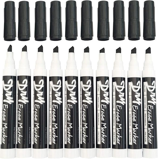 Volcanics Black Dry Erase Markers Low Odor Chisel Tip Whiteboard Markers Pack of 10
