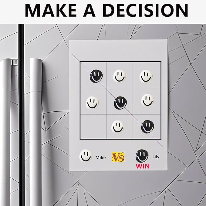 12Pcs Fridge Magnets - Smiley Face Cute Refrigerator Magnets - Colorful Decorative Small Magnets for Whiteboard Locker Cabinet - Classroom Kitchen Office Decor (3mm/Black&White)