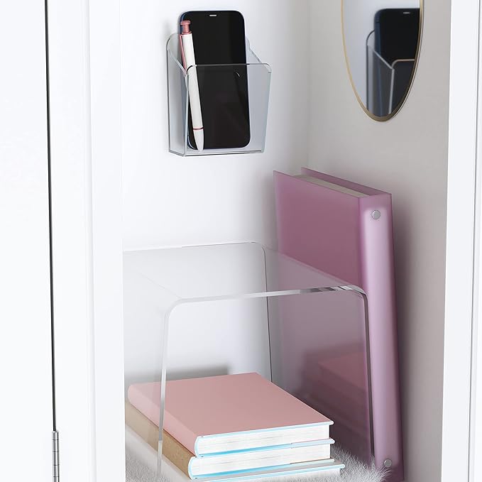 U Brands Clear Acrylic Locker Organization Kit, Includes Cup and Bent Shelf, 2 Pieces
