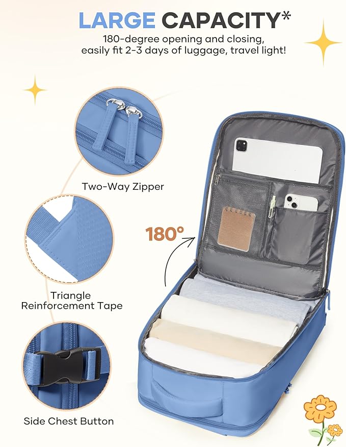 Travel Backpack for Women Airline Approved Carry on Backpack for Airplanes Mochila De Viaje Personal Item Travel Bag Spirit Airlines Personal Item Bag 18x14x8 Backpack for Traveling on Airplane