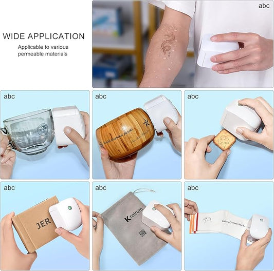 Mini Portable Handheld Temporary Tattoo Printer for iOS & Android APP Label Qrcode Barcode Printer (White)