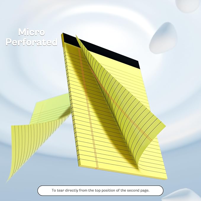 10 Pack Yellow Legal Pads 8.5x11" 28 Lines Wide Ruled Double-Sided Printing Yellow Notepads 30 Sheets/60 Pages Letter Size Writing Pads 70gsm Recycled Paper Legal Ruled Universal Writing Pad