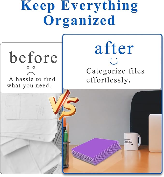 Zzrywuty 50 Packs Paper Folders with Pockets for Students,Businessmen and Office Workers,Letter Size,Two Pocket Folders with Card Slot for Office,Business,School Supplies (Purple)