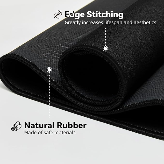 Waterproof Large Gaming Mouse Pad with Durable Stitched Edges, Non-Slip Rubber Base, Grainy Jacquard Mouse Mat Desk Pad for Home Office Gaming, 27.5"*11.8"*0.12", Black