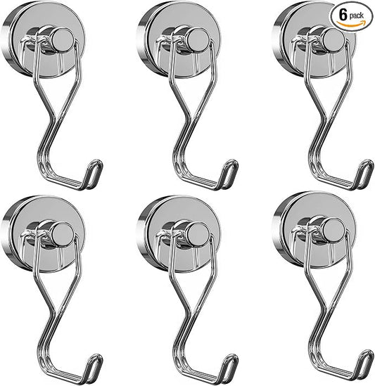 Tohoer Magnetic Hooks, 100LBS Neodymium Magnets Hook Heavy Duty with Rust Proof for Fridge, Refrigerator, Oven, Grill, BBQ, Key, Tools Holder, Kitchen, Outdoor, Hanging Wreaths, Utensil Hangers