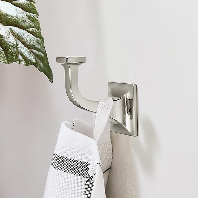 SAILING 3 Pack Coat Hooks - Brushed Nickel Robe Hooks Decorative Wall Hooks for Bathroom Bedroom Kitchen Towel Robe Clothes Cabinet Closet Bathroom Hardware
