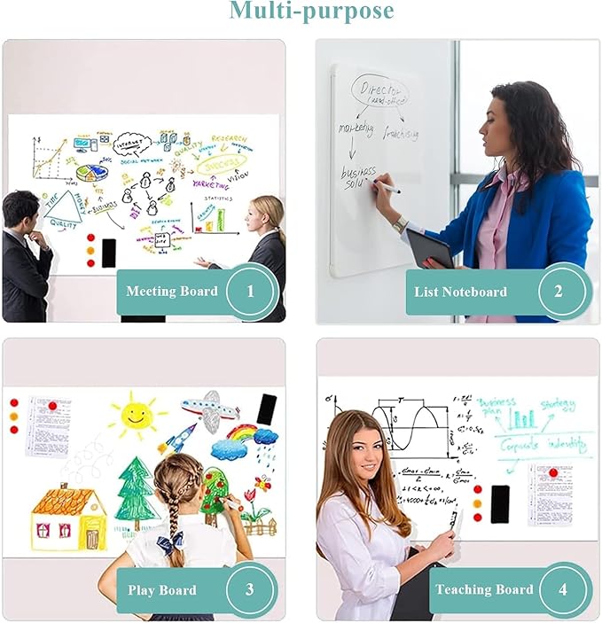 Magnetic Dry Erase Whiteboard Paper, 40" x 30" Adhesive White Board Roll for Wall, Easy to Write and Clean Dry Erase Magnetic Board for Kids, Office, Home, with Marker, Eraser and Magnets