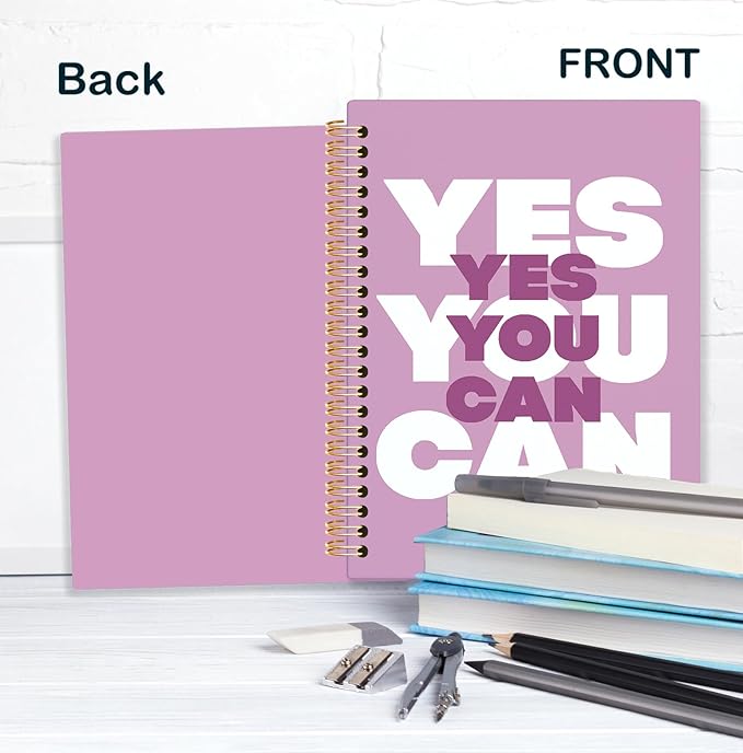 KRHFG Rrose red Inspirational Spiral Notebook, Motivational Journal, Positive Affirmation Journals for Writing, Yes You Can Girly Preppy Notebooks for Note Taking, 5.5x8.3 Inch