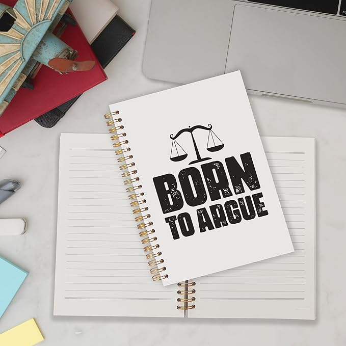 Lawyer Gifts Spiral Notebooks, Attorney Gifts Journals for Writing, Gift for Lawyers Attorneys Journal, Born to Argue Funny Lawyer Notebook for Note Taking, 5.5x8.3 Inch