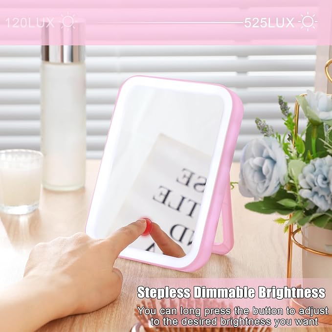 Sintuff 2 Pcs Light Up Locker Mirror Accessories Rectangular Magnetic Mirror for Locker, Bathroom, Household Refrigerator, Workshop Toolbox or Cabinet(Pink, Blue)