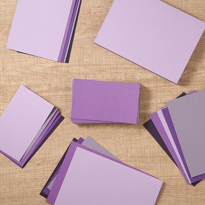 50 Sheets Colored Cardstock Paper 5 Colors, 250 GSM Heavy Card Stock for DIY Art Projects, Cards (Purple, 5x7)