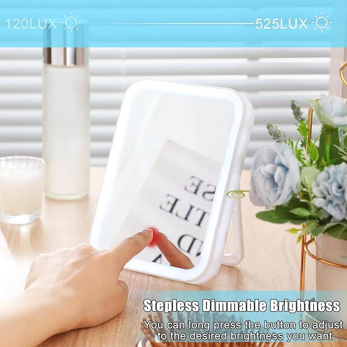 Sintuff 2 Pcs Light Up Locker Mirror Accessories Rectangular Magnetic Mirror for Locker, Bathroom, Household Refrigerator, Workshop Toolbox or Cabinet(Blue, White)