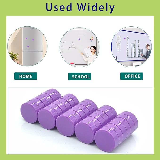 Fridge Magnets, 30 Pcs Strong Refrigerator Magnets,Heavy Duty Round Small Magnets for Whiteboard Fridge Locker Craft,Decorative Cute Mini Magnet for School Classroom Office Kitchen Home, Purple