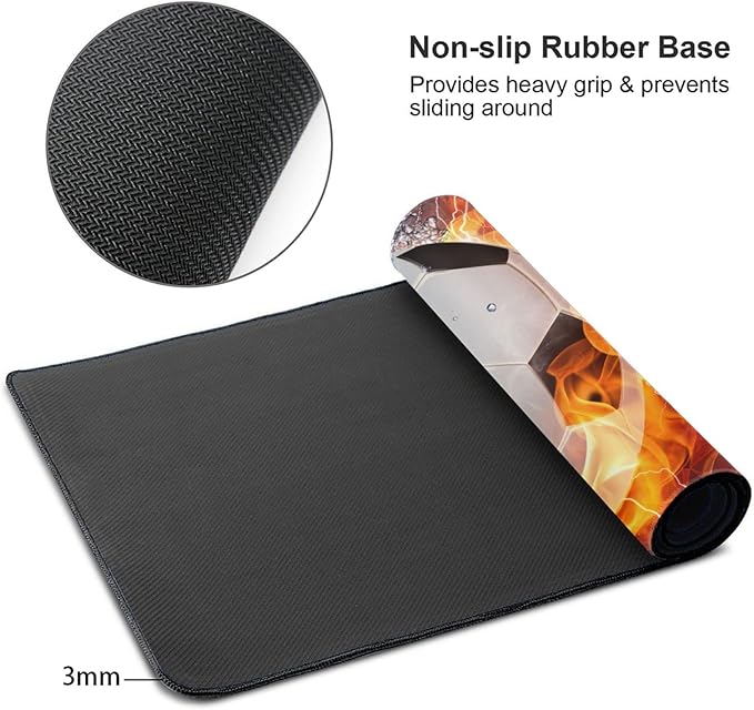 Soccer Ball Large Mouse Pad, 29.5 x 15.8 Inch, Extended Gaming Mouse Pad, Sports-Themed Computer Keyboard Mat for Home Office and Gaming Work
