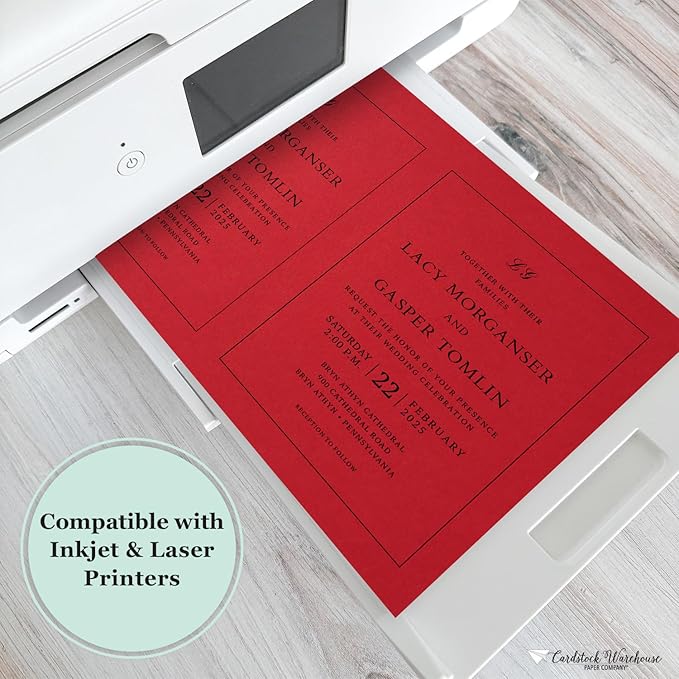 Cardstock Warehouse Pop-Tone Red Hot Cardstock Paper - 50 Sheets, 8.5 x 11" - 65 lb / 175 GSM Premium Red Card Stock for Die-cutting, Crafts, Printing, Card Making and DIY Projects