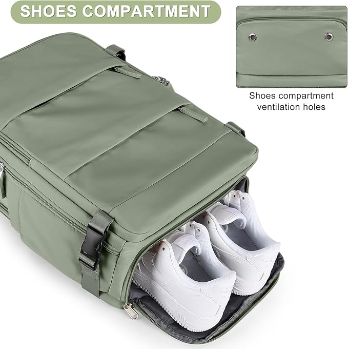 Travel Backpack For Women Men Airline Approved Carry On Backpack Flight Approved Waterproof Sports Luggage Backpack Casual Daypack Small Hiking Backpack Grey Green