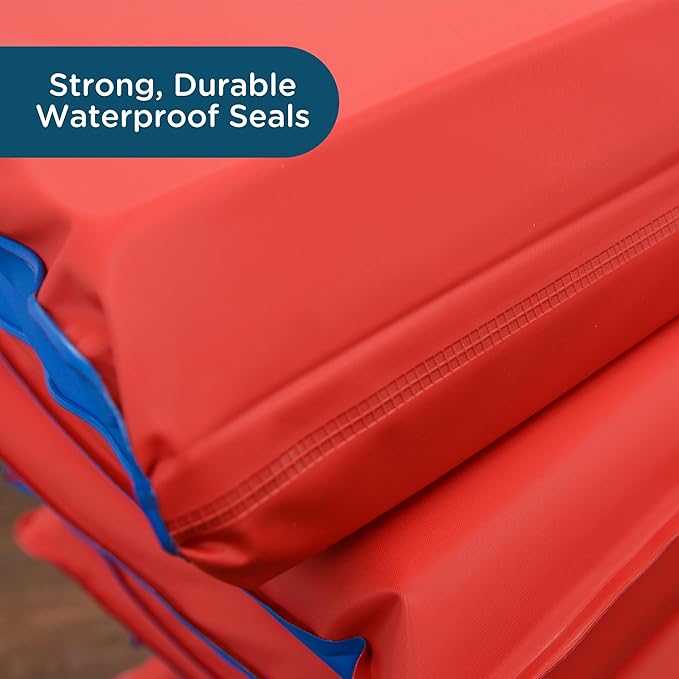 Angels Rest Daycare 2" Kids Nap Mats, 5 Pack, Red-Blue, CF400-519RB, Toddler 4-Section Folding Classroom Floor Sleeping Mats for Daycare or Preschool