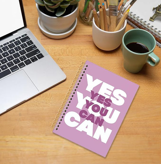 KRHFG Rrose red Inspirational Spiral Notebook, Motivational Journal, Positive Affirmation Journals for Writing, Yes You Can Girly Preppy Notebooks for Note Taking, 5.5x8.3 Inch