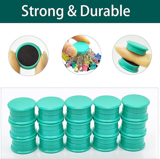 ZDZBLX Fridge Magnets, 30pcs Strong Refrigerator Magnets, Heavy Duty Small Magnets for Whiteboard, Office, Classroom, Lockers, Maps, DIY Crafts - Cute Mini Round Magnet for Fridge, Kitchen (Green)