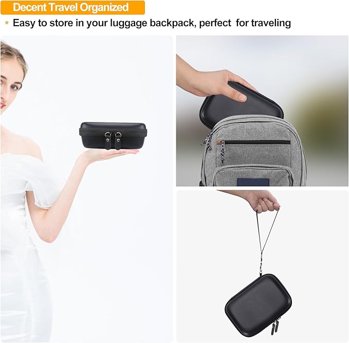 Elonbo Carrying Case for Lebt Mini Sticker Pocket Printer, Portable Thermal Label Printer Travel Bag, Label Maker Machine Storage Holder, Mesh Pocket Fits Label Paper Rolls Tape, Black