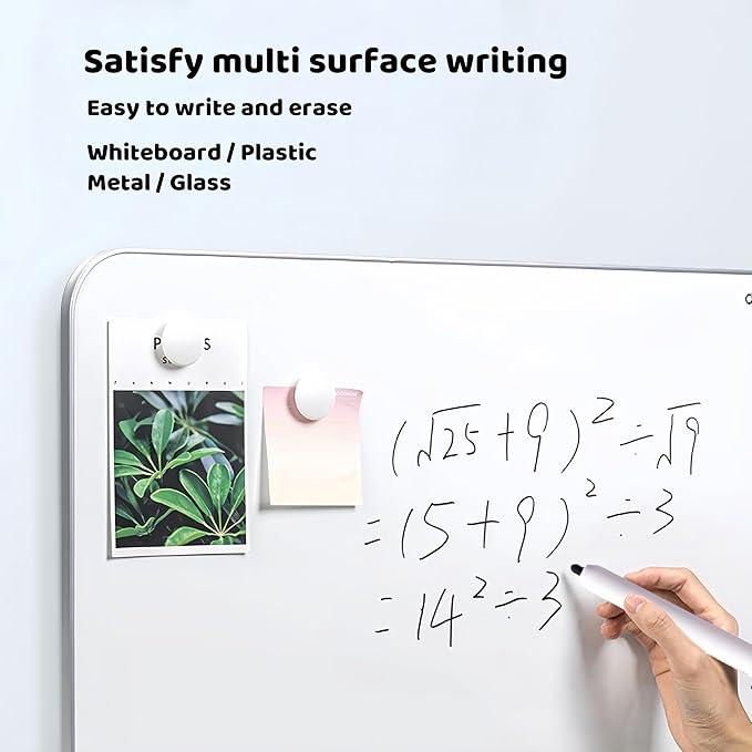 Retractable Dry Erase Marker, Clickable Whiteboard Markers,6 Pcs round dot Tip 1.8mm Fine Point Large Capacity Erasable Markers for School Office Meetings or Home Use