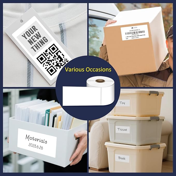 L LIKED 2.25" x 4" Direct Thermal Labels, Permanent Adhesive Shipping Postage Label & Compatible with Rollo, Zebra and Other Desktop Printers (1 Roll, 350 Labels)
