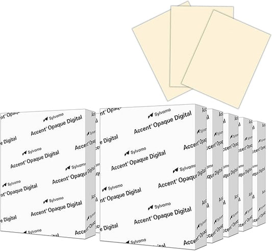 Accent Opaque Cream-Colored 8.5” x 11” Cardstock Paper, 65lb, 176gsm – 2,500 Sheets (10 Reams) – Premium Medium Weight Super Smooth Cardstock, Warm White Printer Paper for Ink Heavy Projects – 121972C